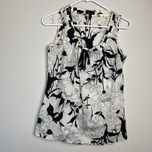 Escada Sport Tank Top Womens 32 White Floral Print Bow Scoop Neck Cotton